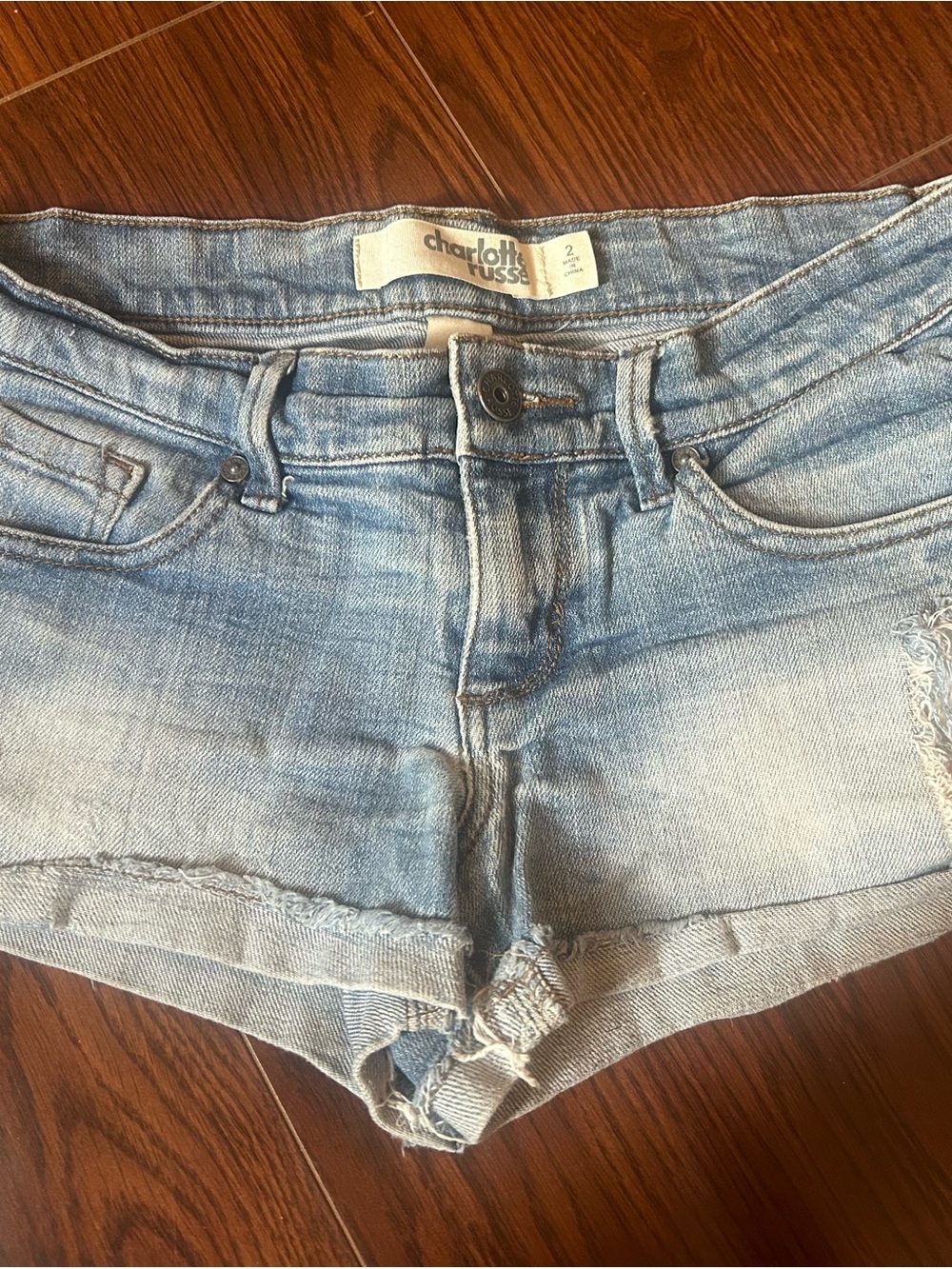 Charlotte Russe Faded Light Blue Denim Cutoff Shorts